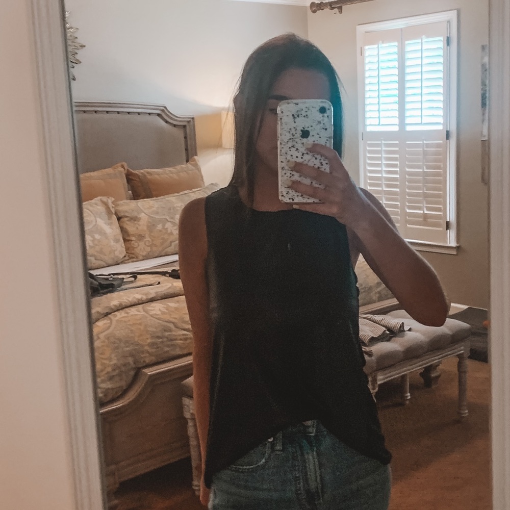 snakeskin black tank top